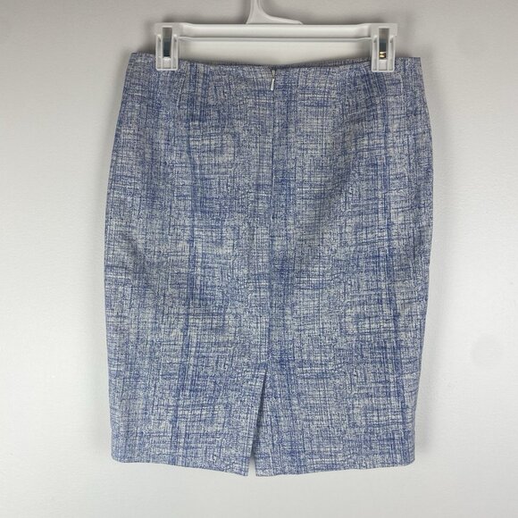 Katherine Barclay Montreal Women's Patterned Pencil Skirt Size 2 Blue White - Picture 2 of 7